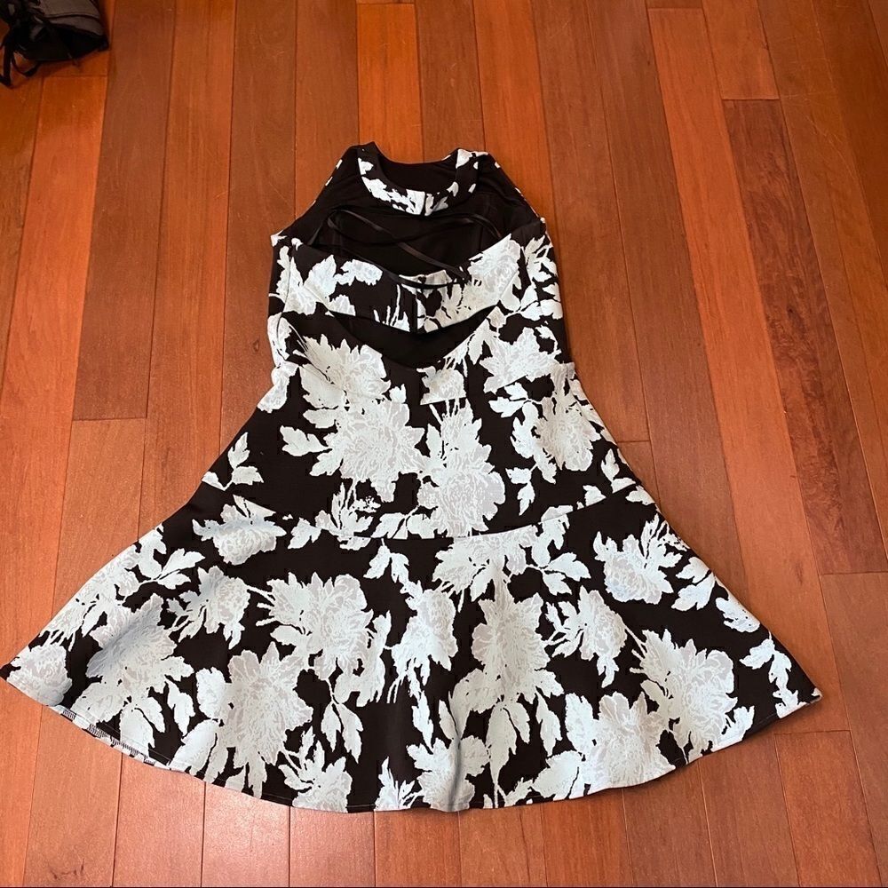 Parker Mint Green Black Floral Halter Dress XS - Picture 3 of 7